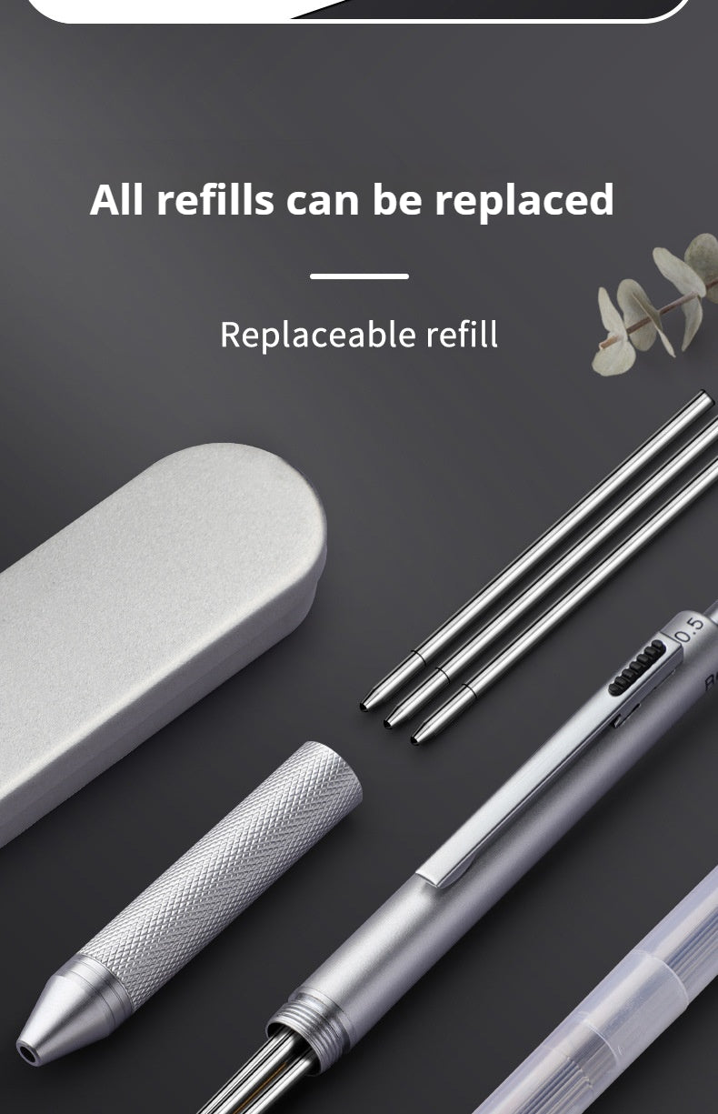 A creative 3-color ballpoint pen with a built-in mechanical pencil