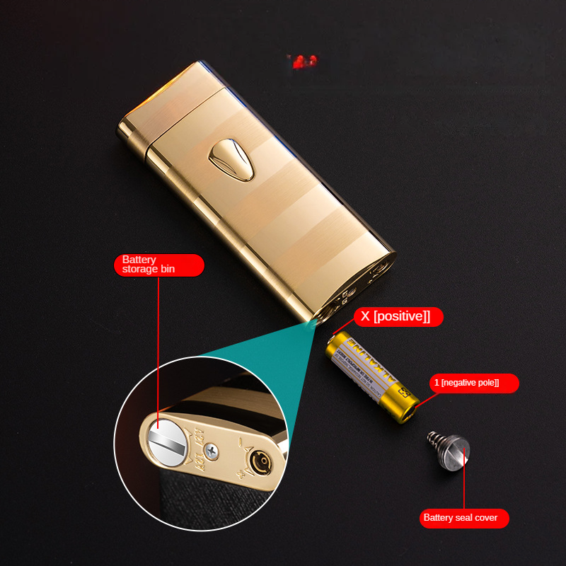 QT0044-Gold silver striped gas lighter