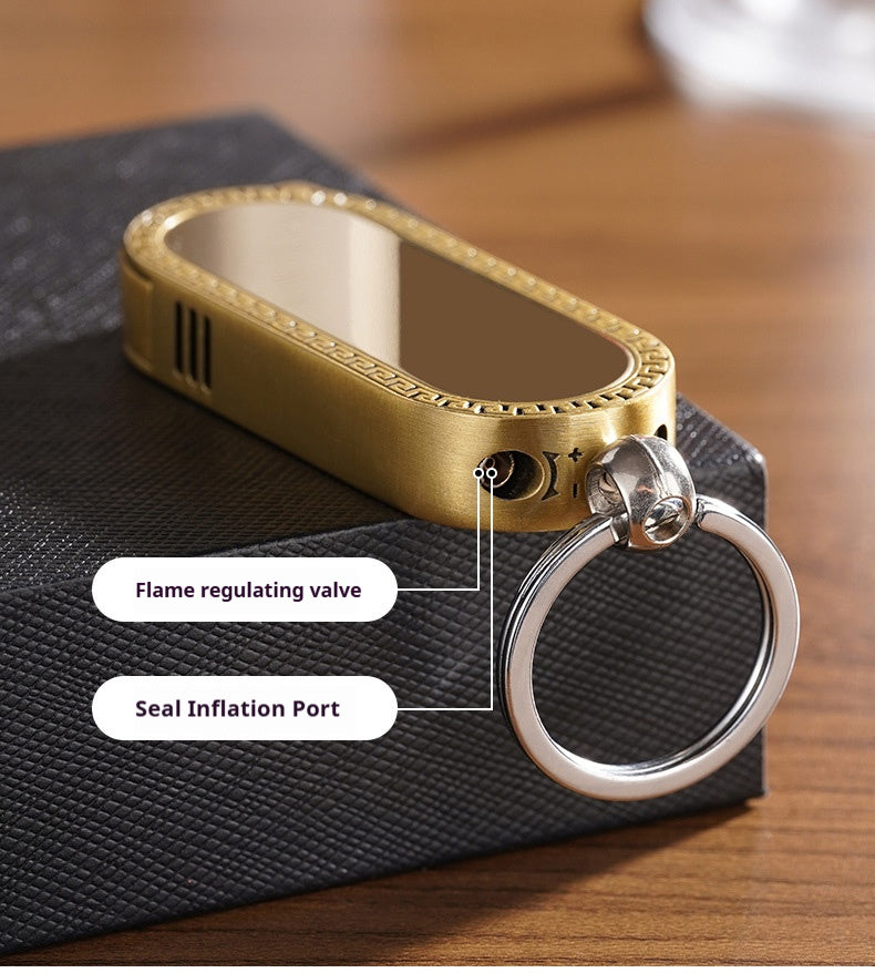 Keychain gas lighter with mirror & windproof function