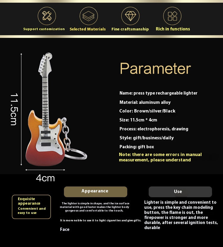 Wholesale Creative Gas-Powered Guitar Keychain Lighter PF003