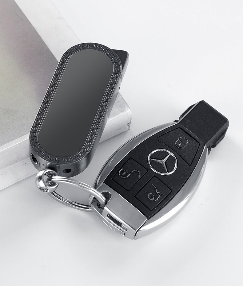 Keychain gas lighter with mirror & windproof function