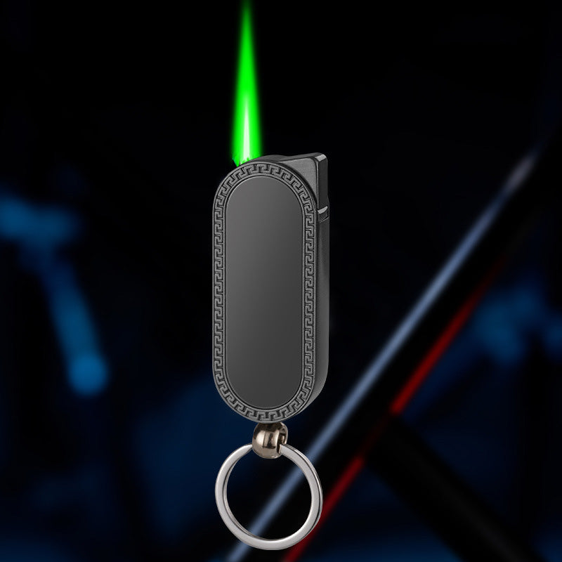 Keychain gas lighter with mirror & windproof function