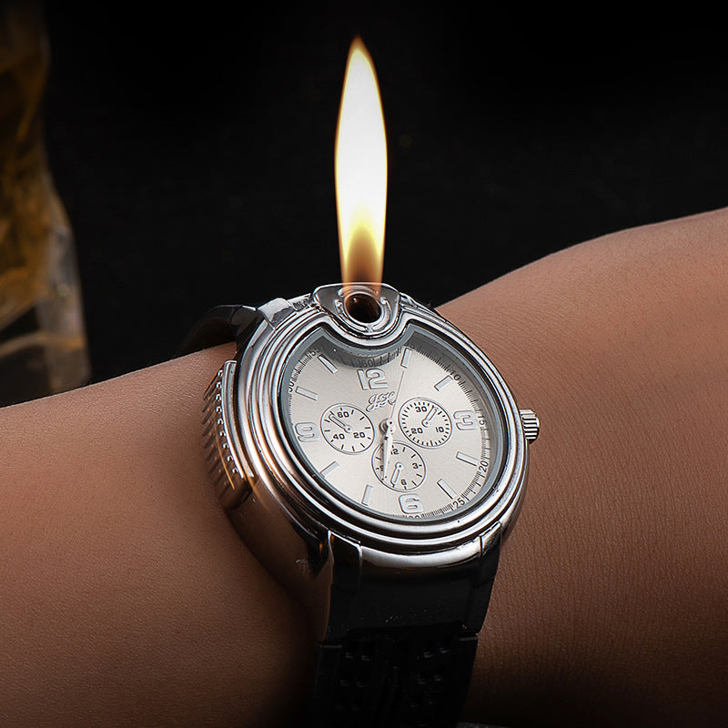 QT0071- 211  Watch Style Metal Open Flame gas lighter