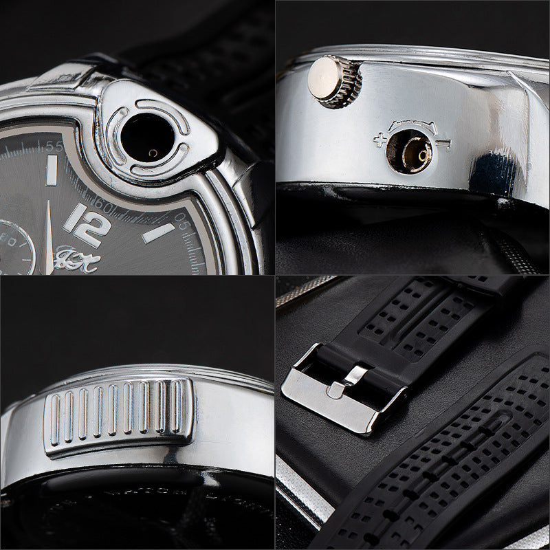 QT0071- 211  Watch Style Metal Open Flame gas lighter