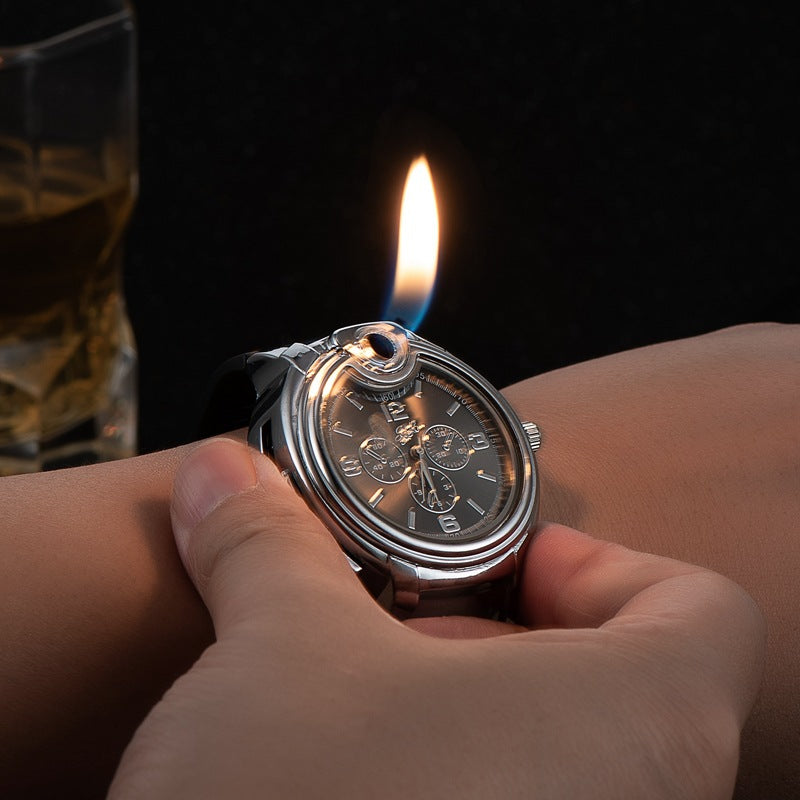 QT0071- 211  Watch Style Metal Open Flame gas lighter