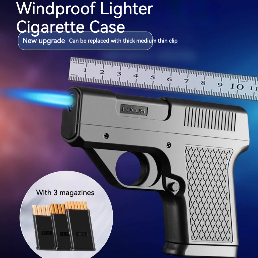 QT0060-gun type windproof  gas lighter& cigarette box