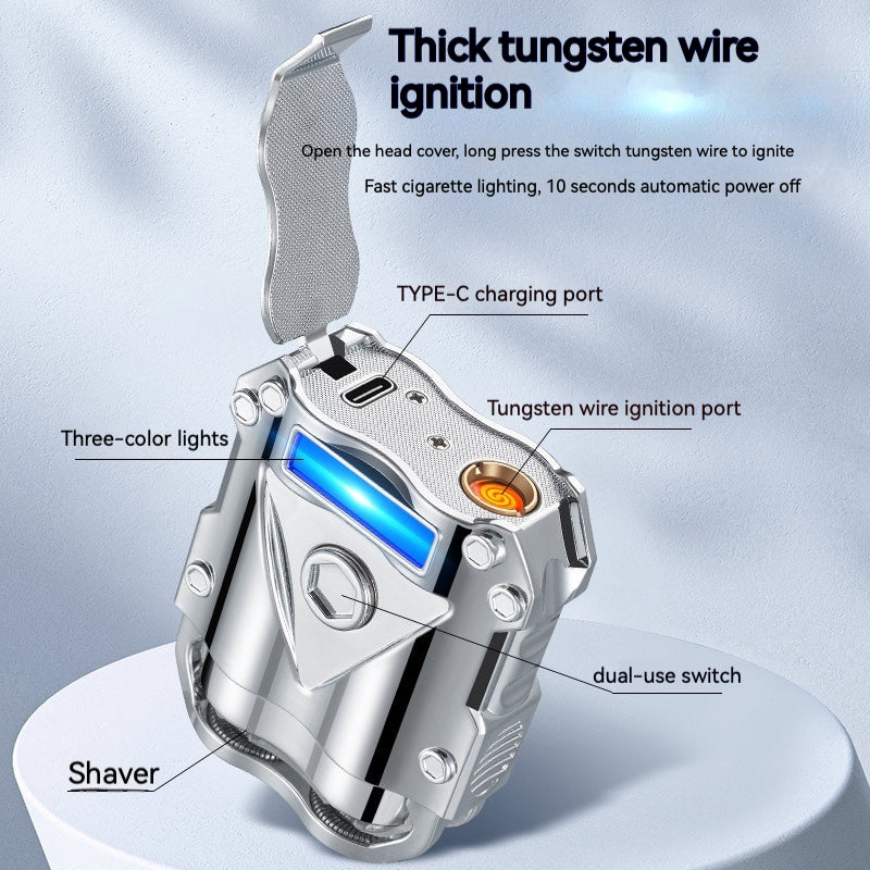 USB019- DG008 Windproof USB Rechargeable lighter and shaver in one