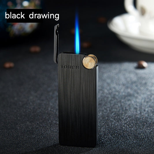 QT0061-brushed blue flame windproof gas lighter