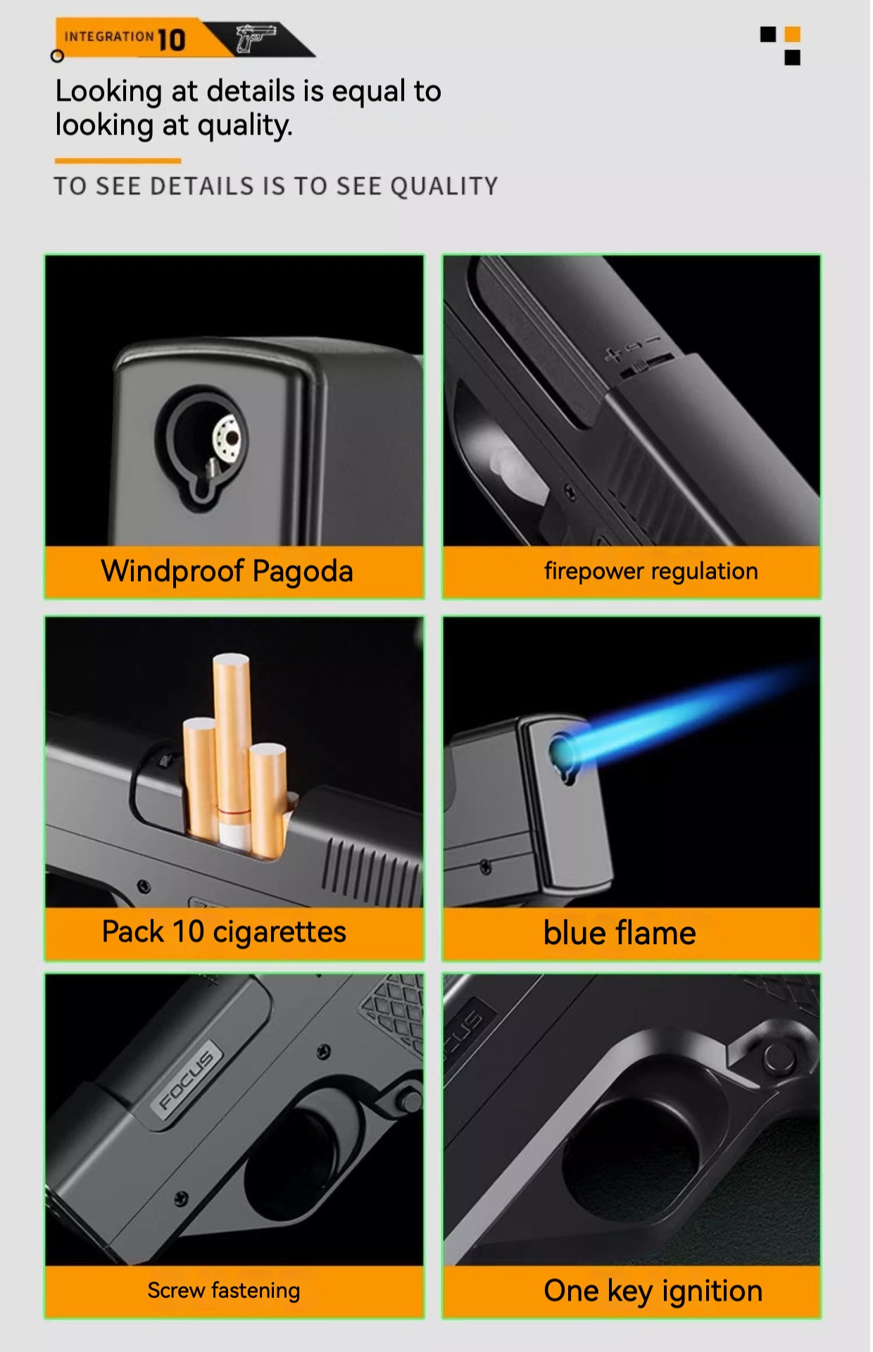 QT0060-gun type windproof  gas lighter& cigarette box