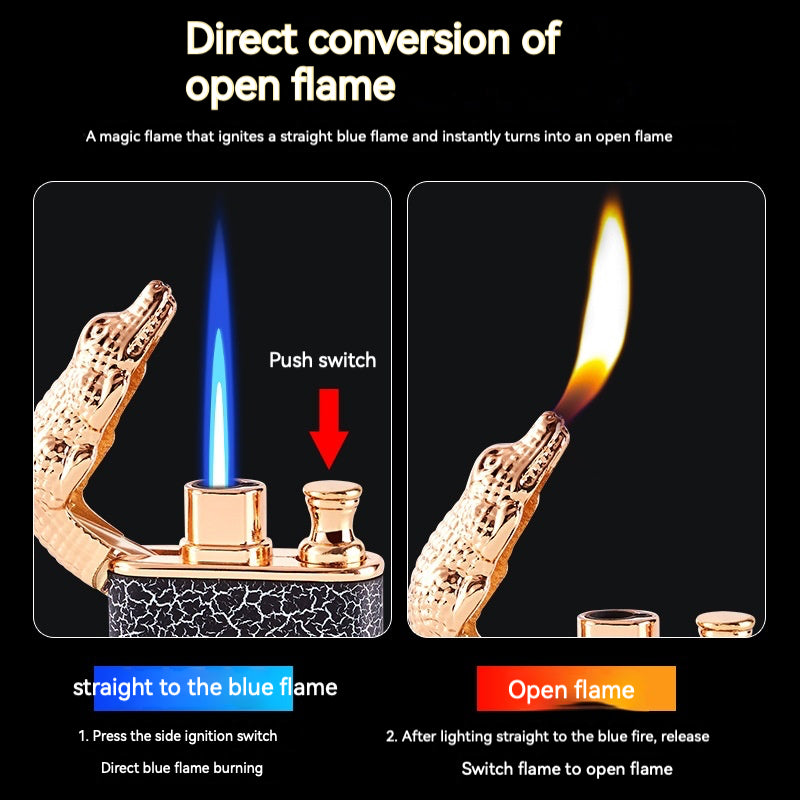 QT0069- A081double flame Crocodile dial gas lighter