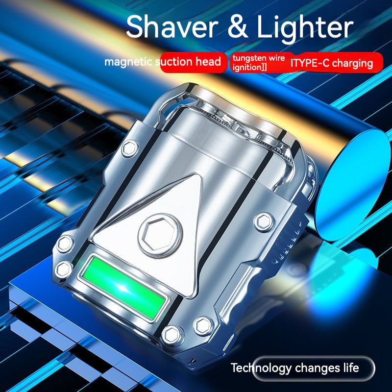 USB019- DG008 Windproof USB Rechargeable lighter and shaver in one