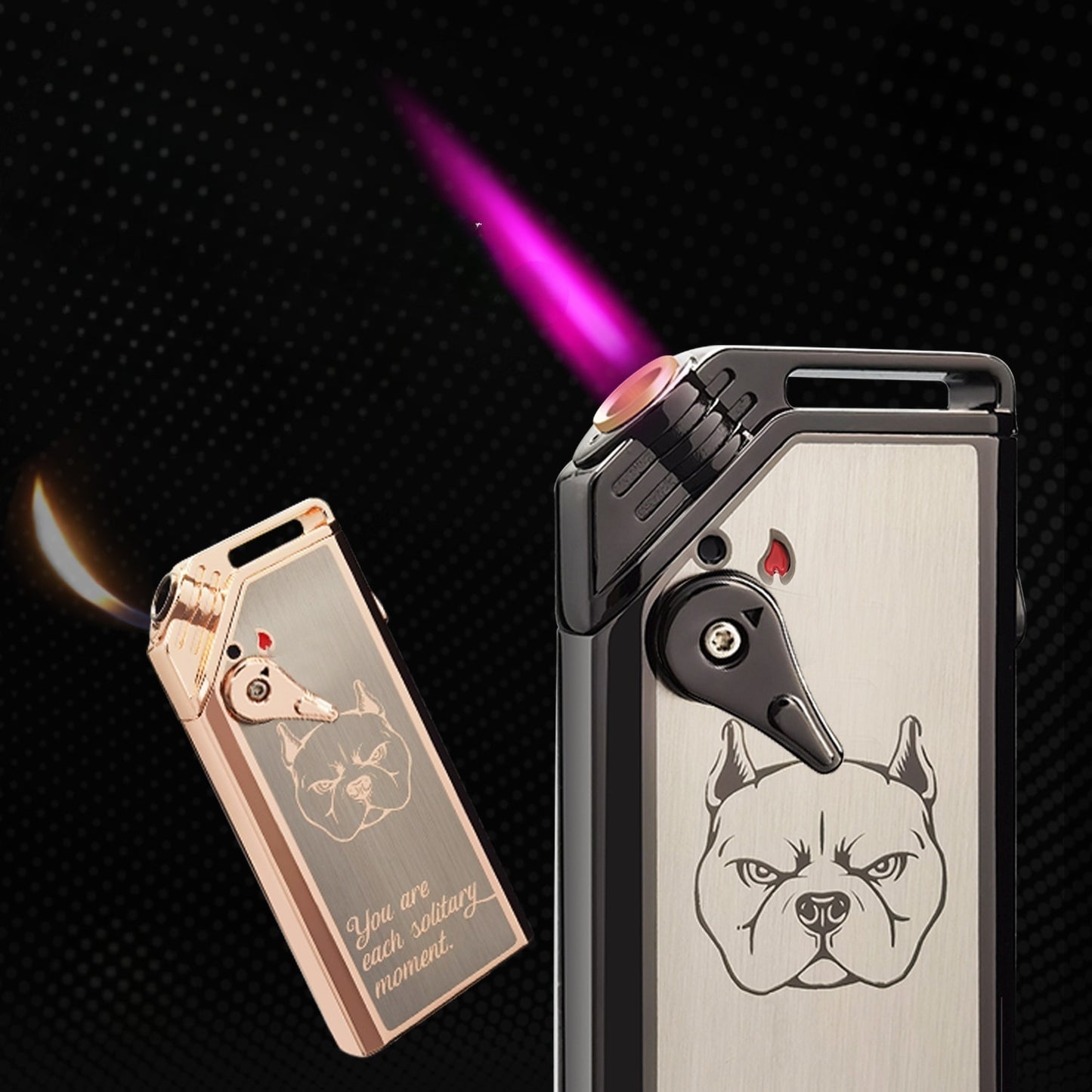 QT090 Two types of flame bulldog lighters