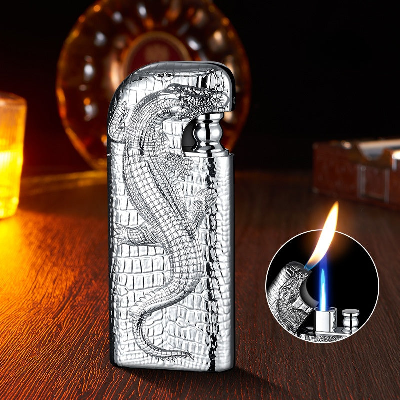 QT051-Crocodile Gas Cool Flame Windproof Lighter