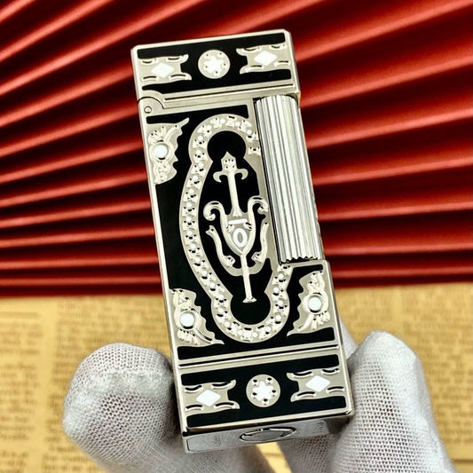 RY015- handmade brass silver black pattern Kerosene lighter