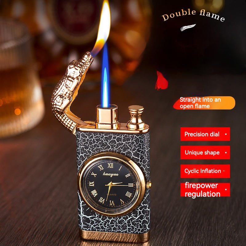 QT0069- A081double flame Crocodile dial gas lighter